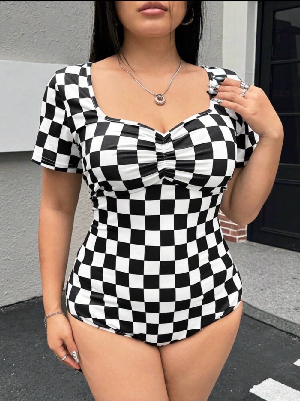 Checkered Bodysuit